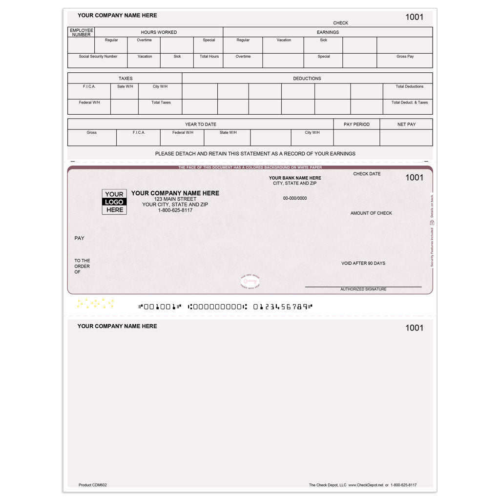 Sage 50 Legacy Payroll Checks, Middle Format - Check Depot