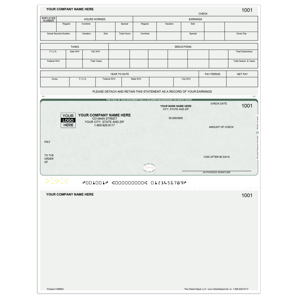 Sage 50 Legacy Payroll Checks, Middle Format - Check Depot