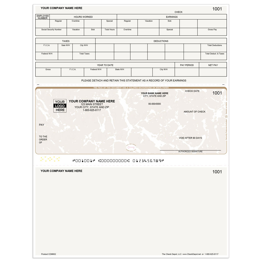 Sage 50 Legacy Payroll Checks, Middle Format - Check Depot