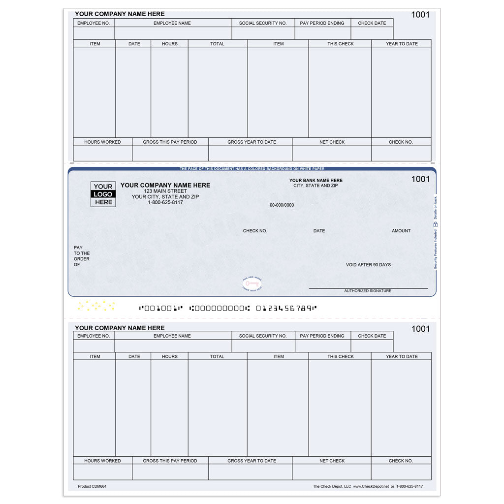 Sage 50 (Peachtree) Windows Payroll Checks, Middle Format - Check Depot