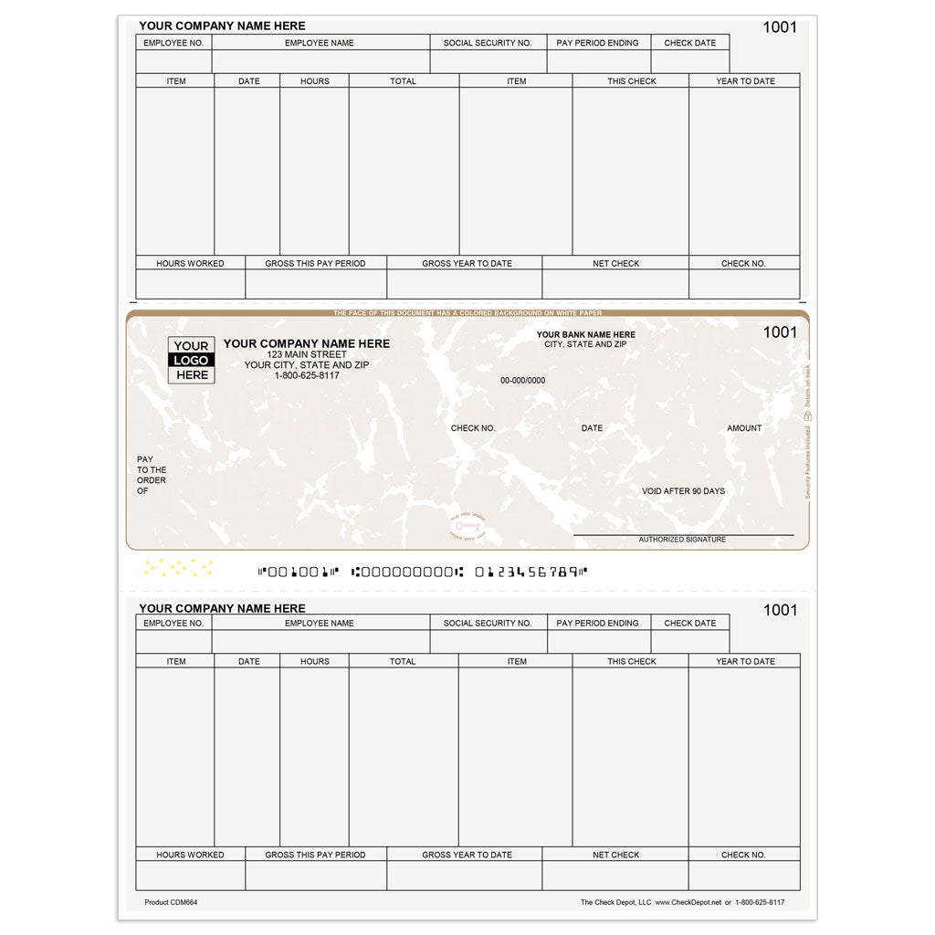 Sage 50 (Peachtree) Windows Payroll Checks, Middle Format - Check Depot