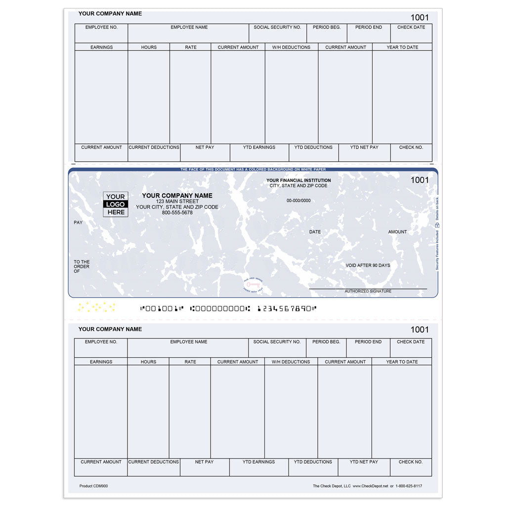 Sage One-Write Plus Compatible Payroll Checks, Middle Format - Check Depot