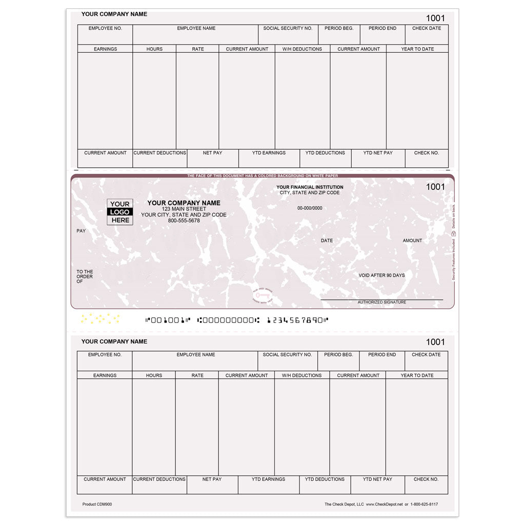 Sage One-Write Plus Compatible Payroll Checks, Middle Format - Check Depot