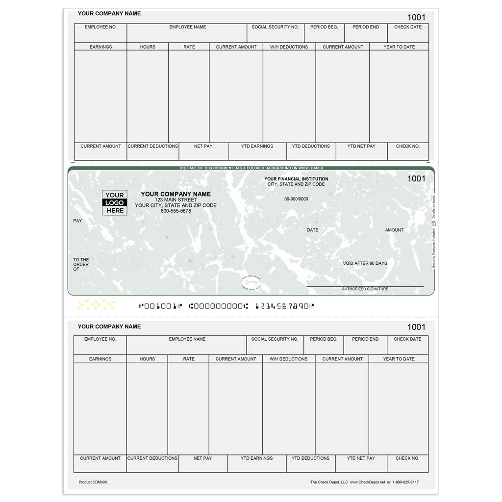 Sage One-Write Plus Compatible Payroll Checks, Middle Format - Check Depot