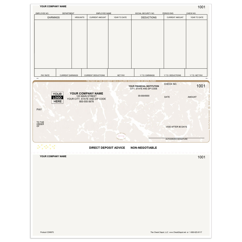 Sage Abra Suite Direct Deposit Slips, Middle Format - Check Depot