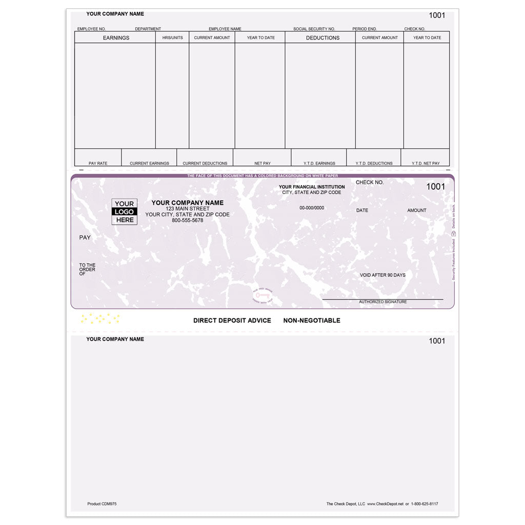 Sage Abra Suite Direct Deposit Slips, Middle Format - Check Depot