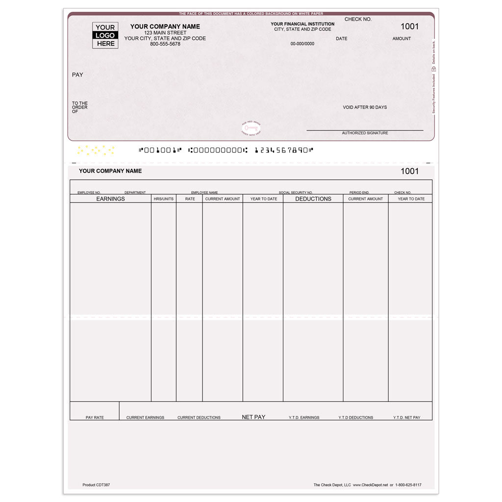 Sage Abra Suite Payroll Checks, Top Format - Check Depot