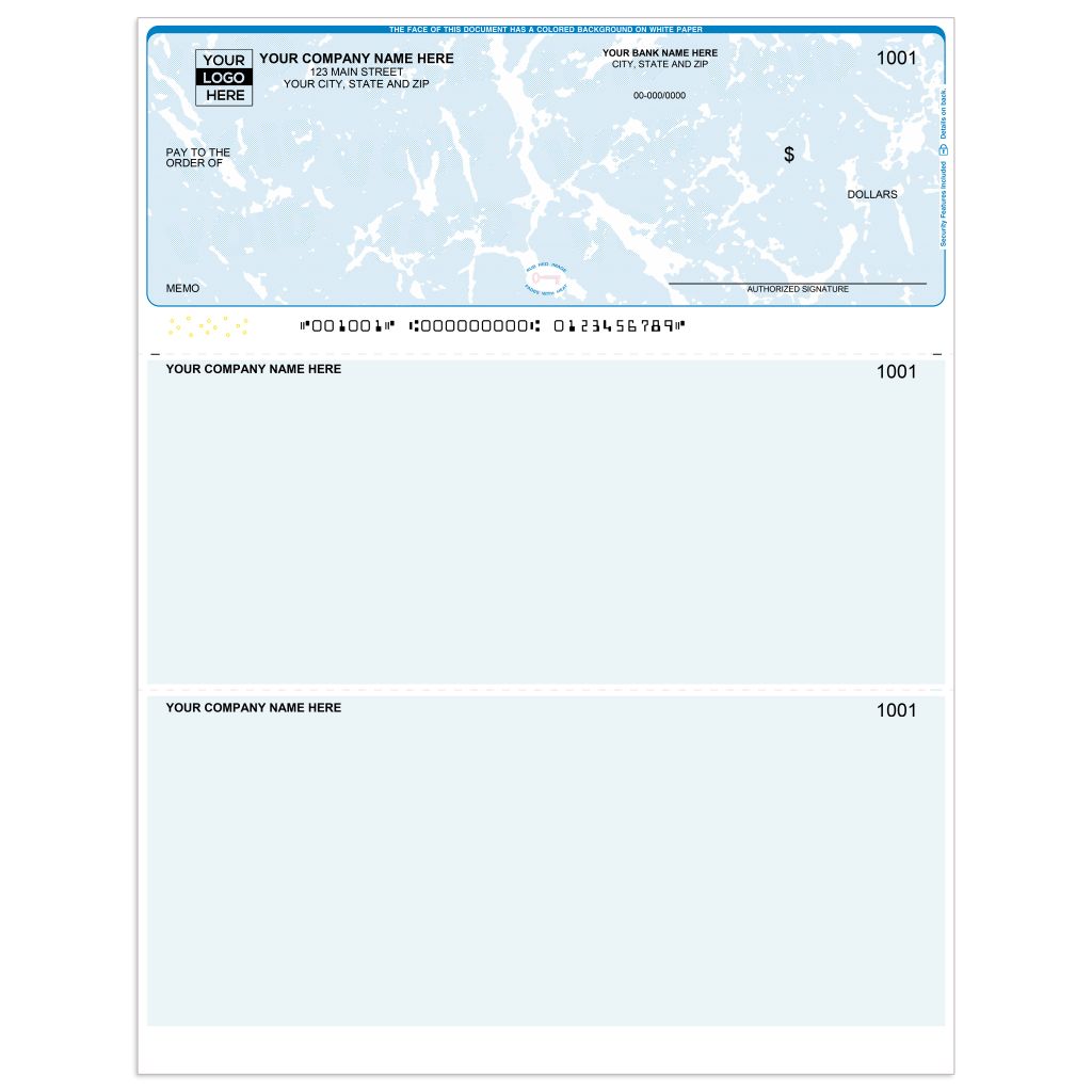 Laser Quicken Checks without Lines — Multi-Purpose, Top Format - Check Depot