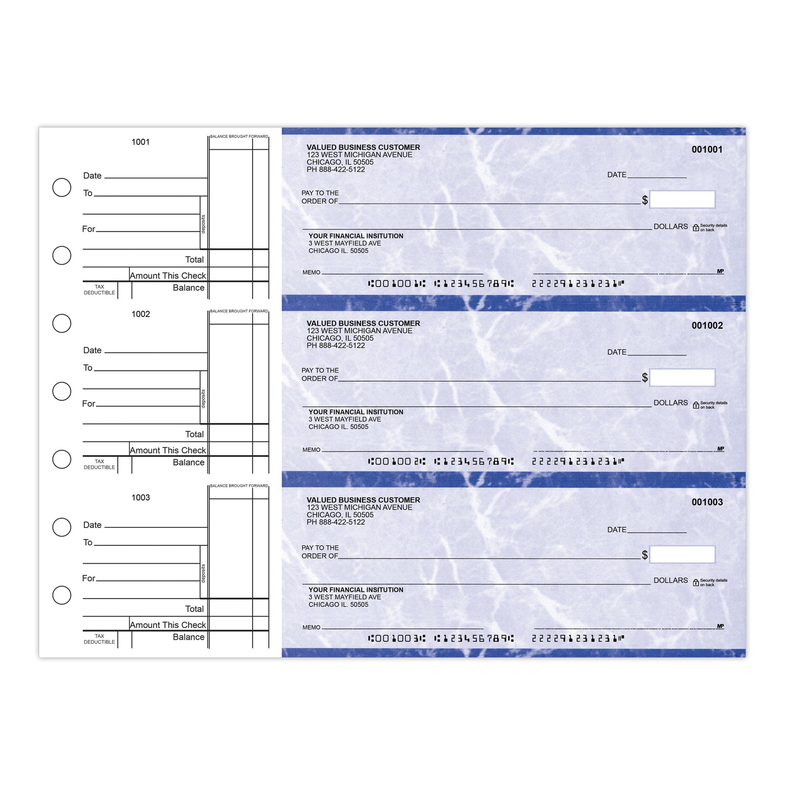 3-Per-Page Manual Business Checks, Binder Format - Check Depot