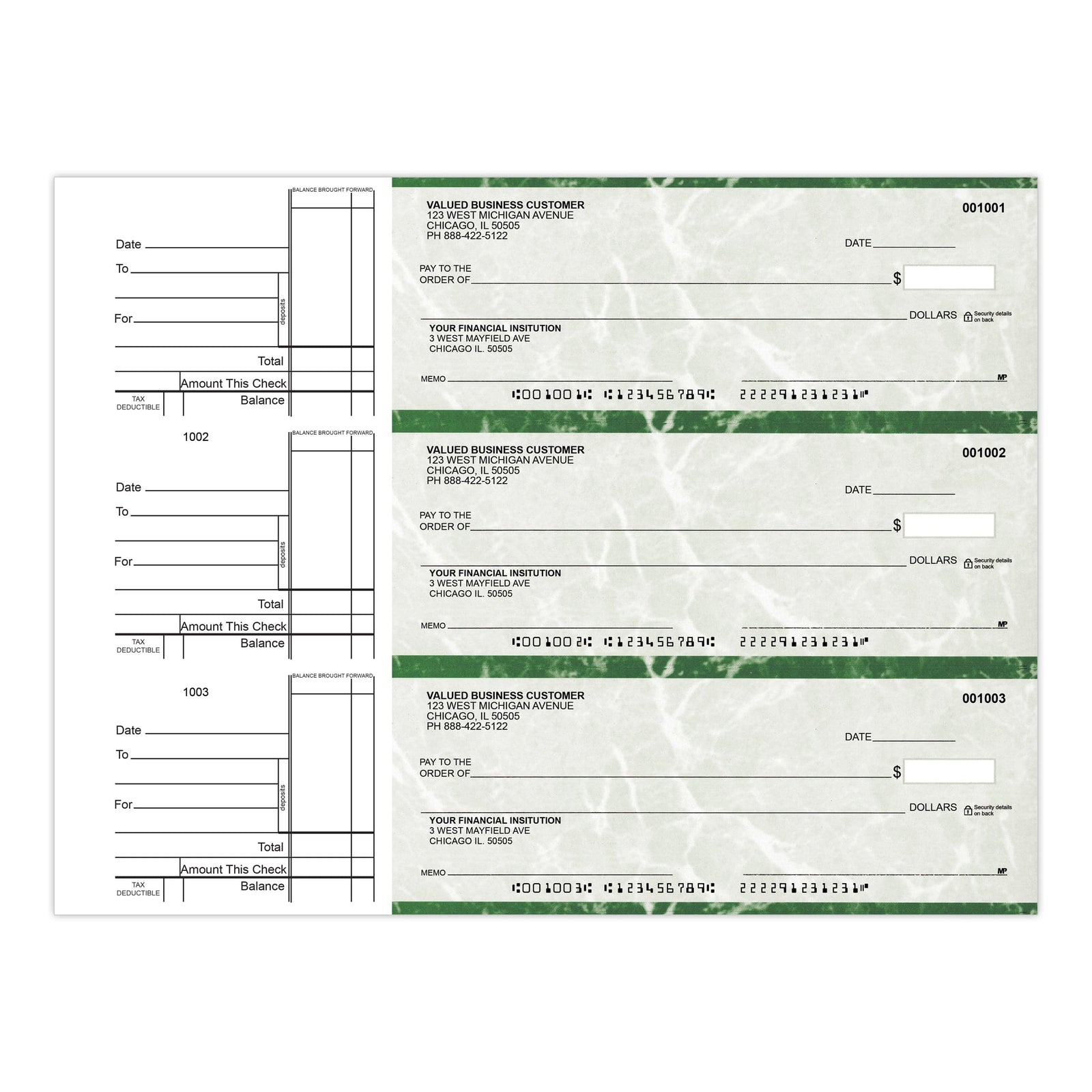 3-Per-Page Manual Business Checks, Binder Format - Check Depot