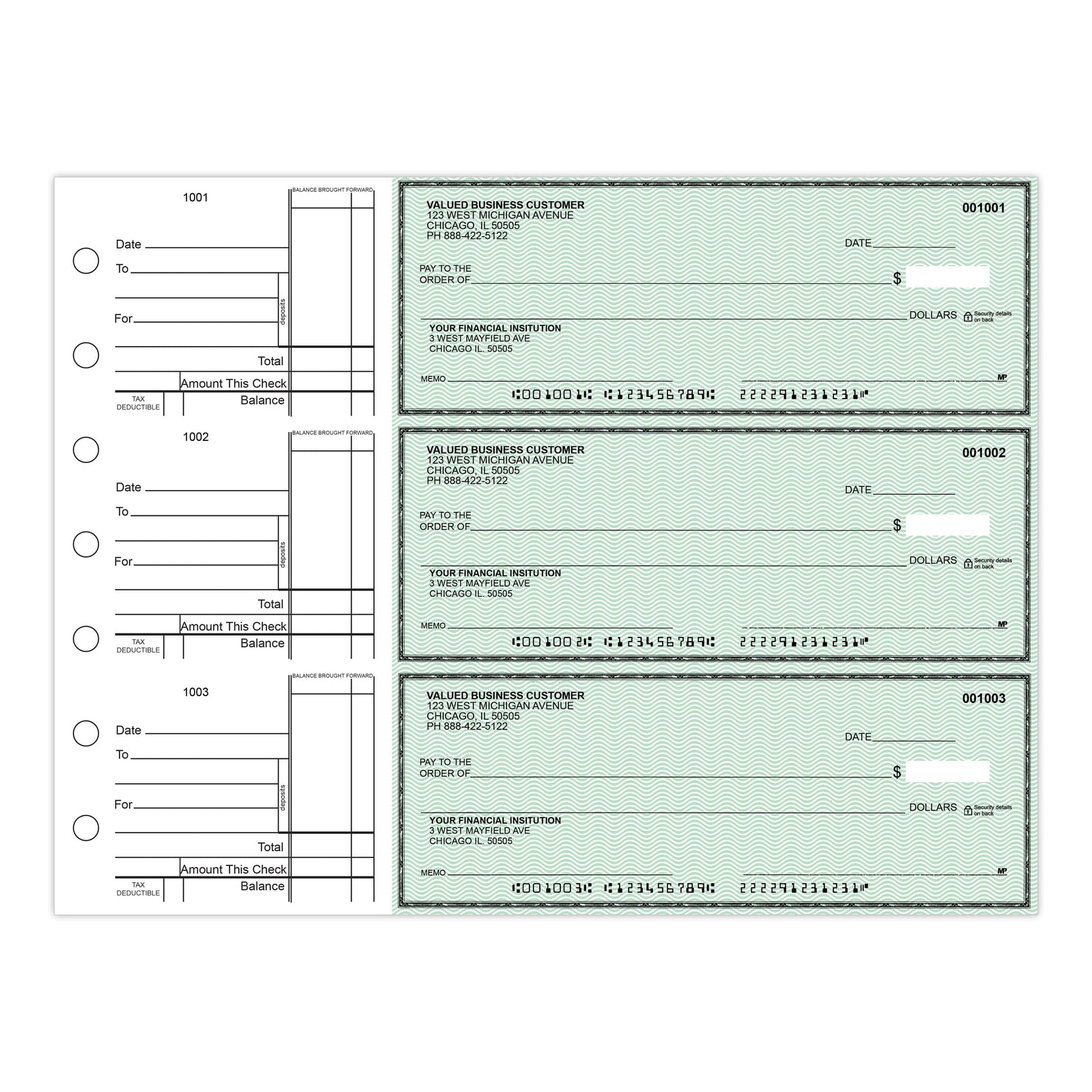 3-Per-Page Manual Business Checks, Binder Format - Check Depot