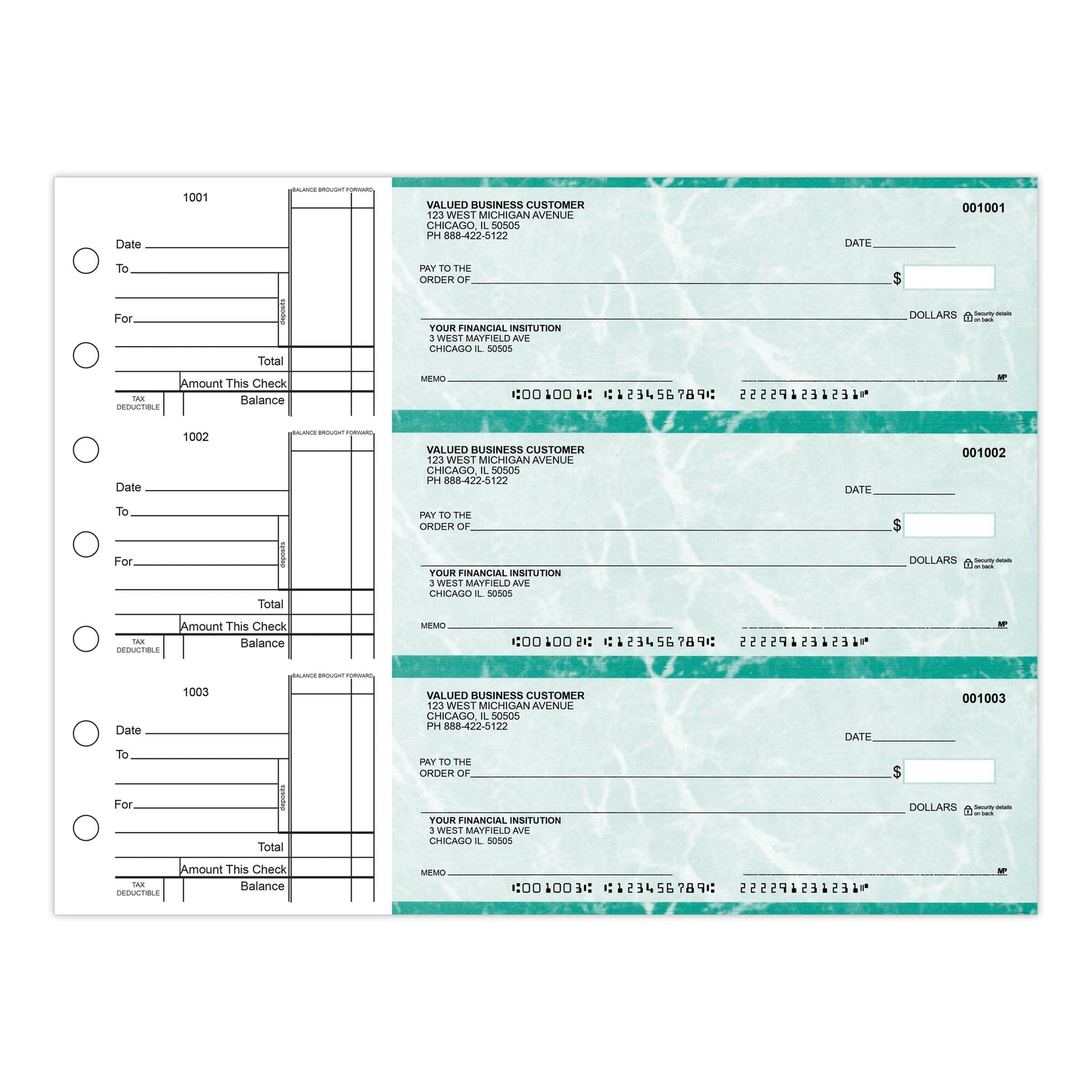 3-Per-Page Manual Business Checks, Binder Format - Check Depot