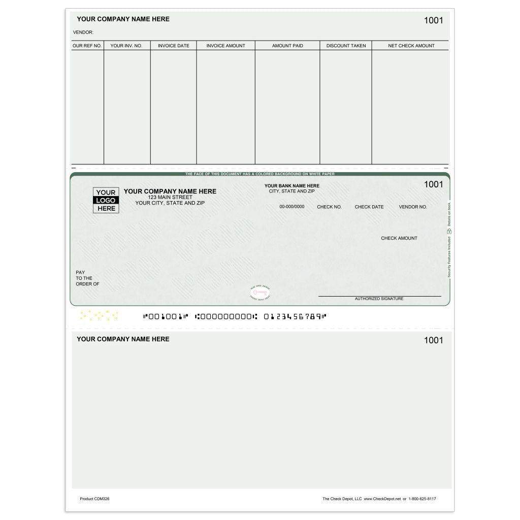 Laser Middle Accounts Payable Computer Checks - CDM326 - Check Depot