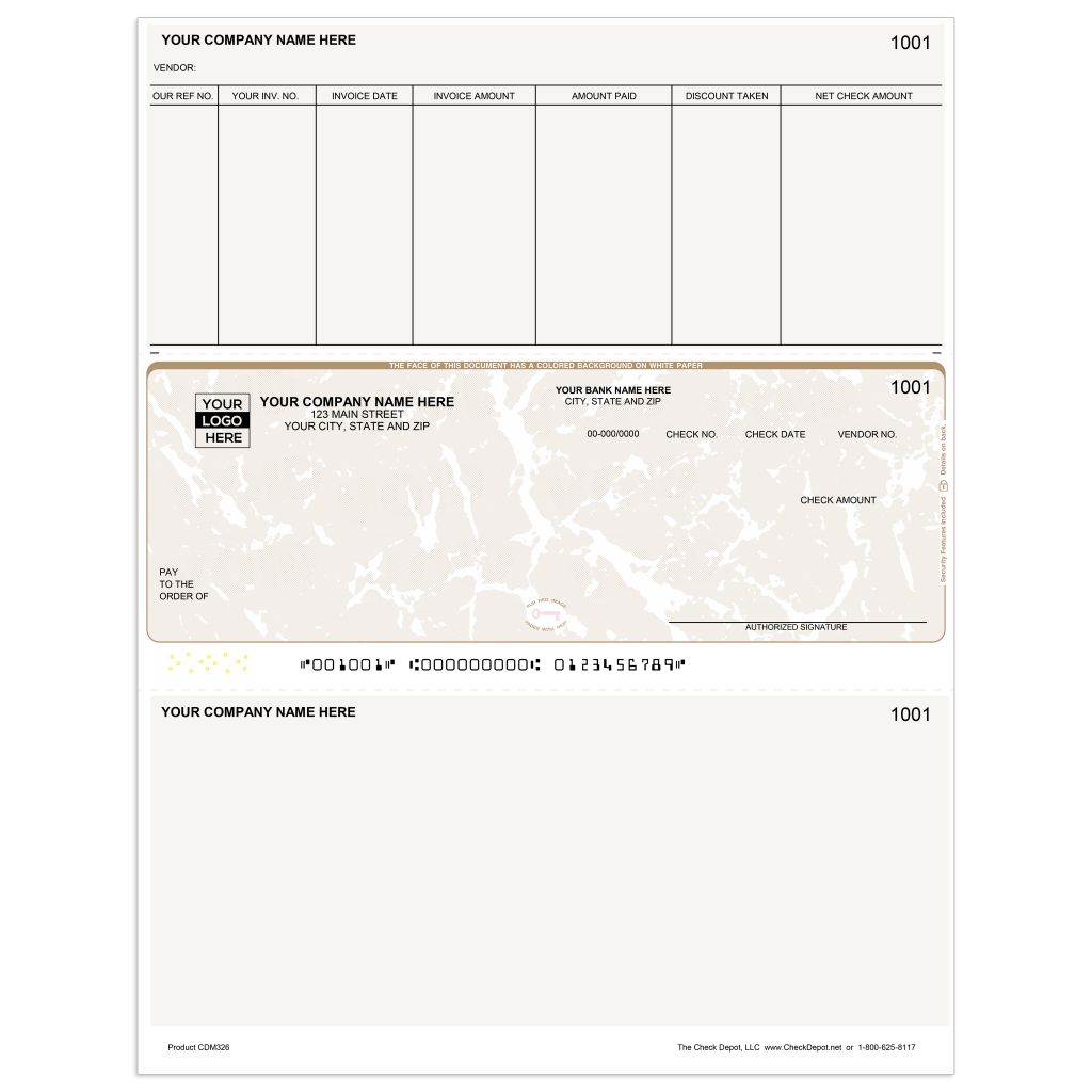 Laser Middle Accounts Payable Computer Checks - CDM326 - Check Depot