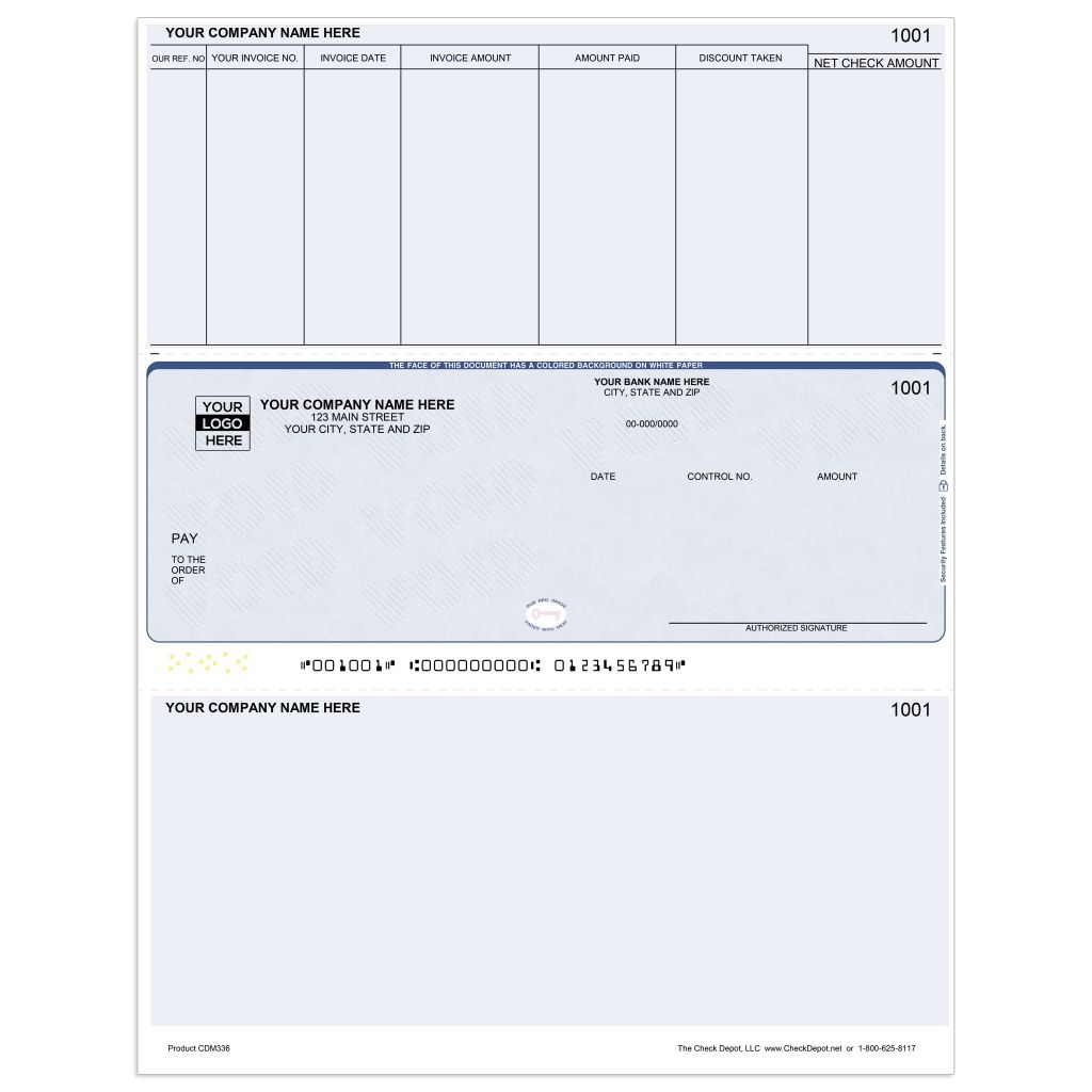 Laser Middle Accounts Payable Computer Checks - CDM336 - Check Depot