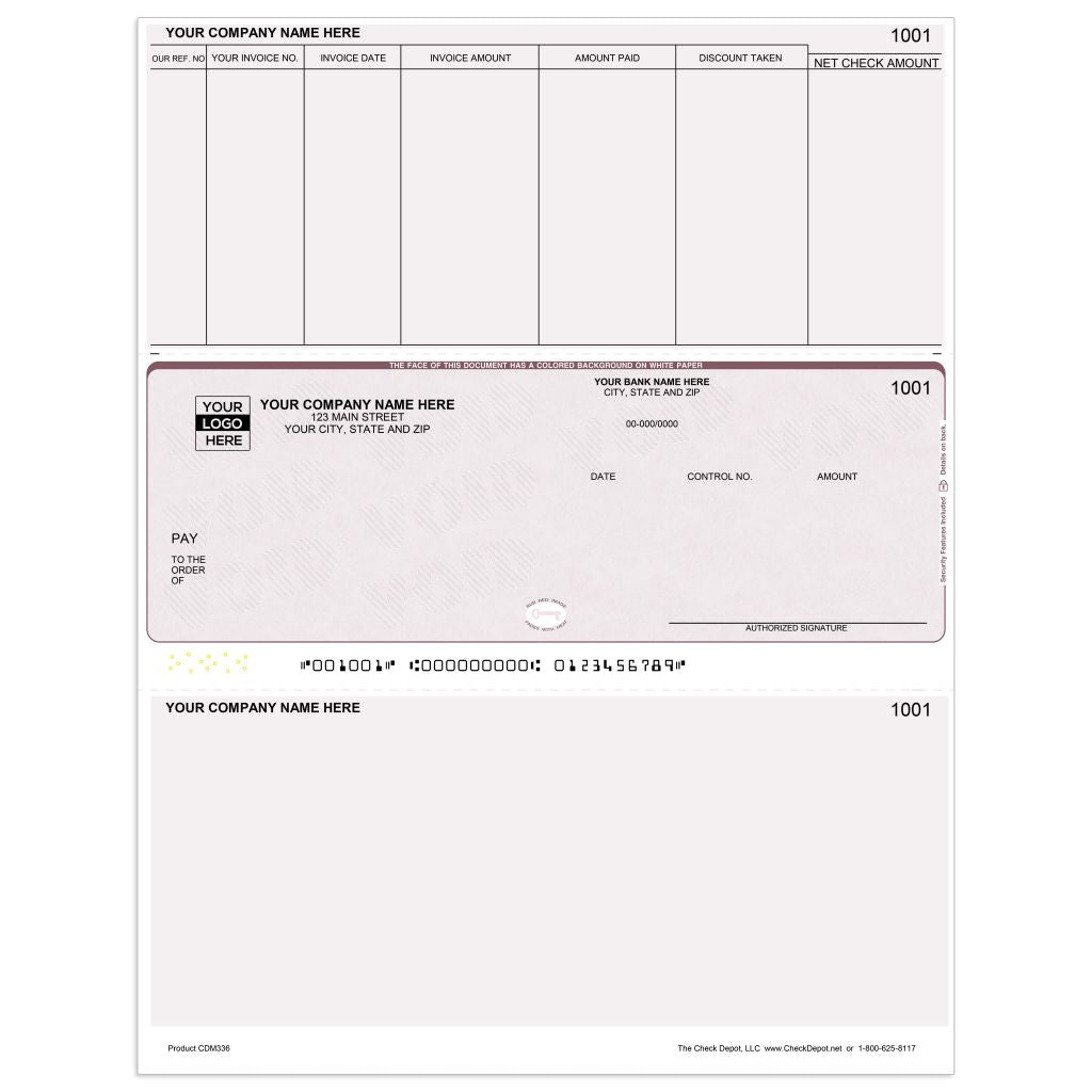 Laser Middle Accounts Payable Computer Checks - CDM336 - Check Depot