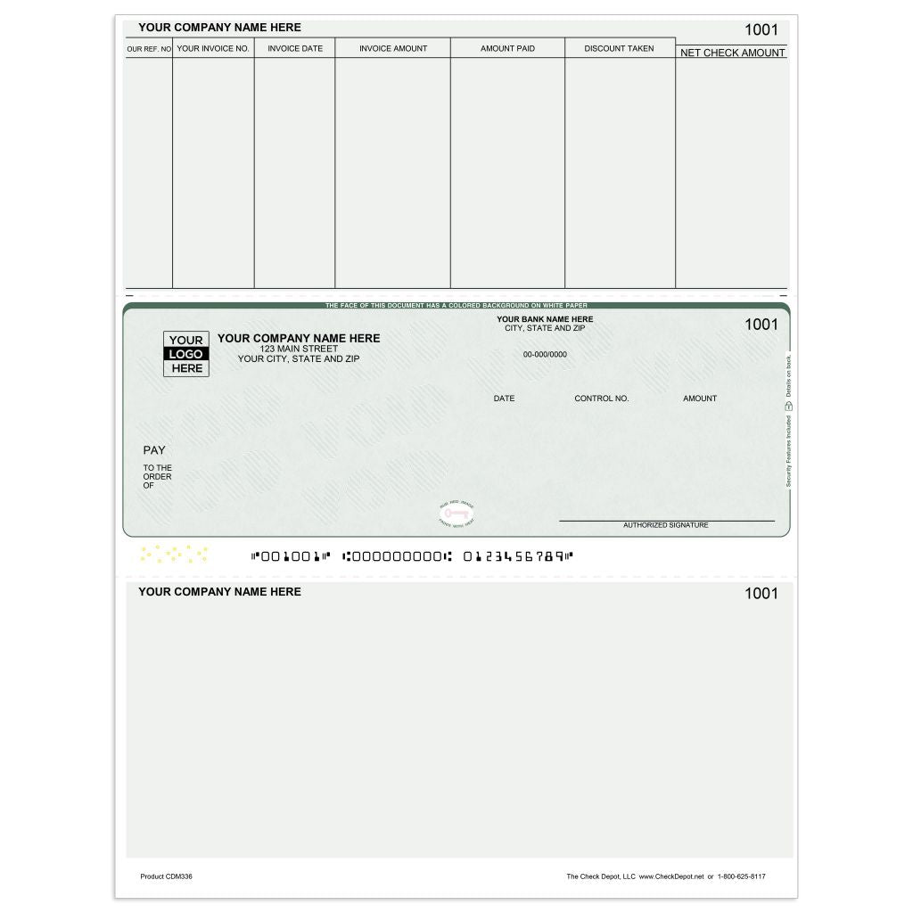 Laser Middle Accounts Payable Computer Checks - CDM336 - Check Depot