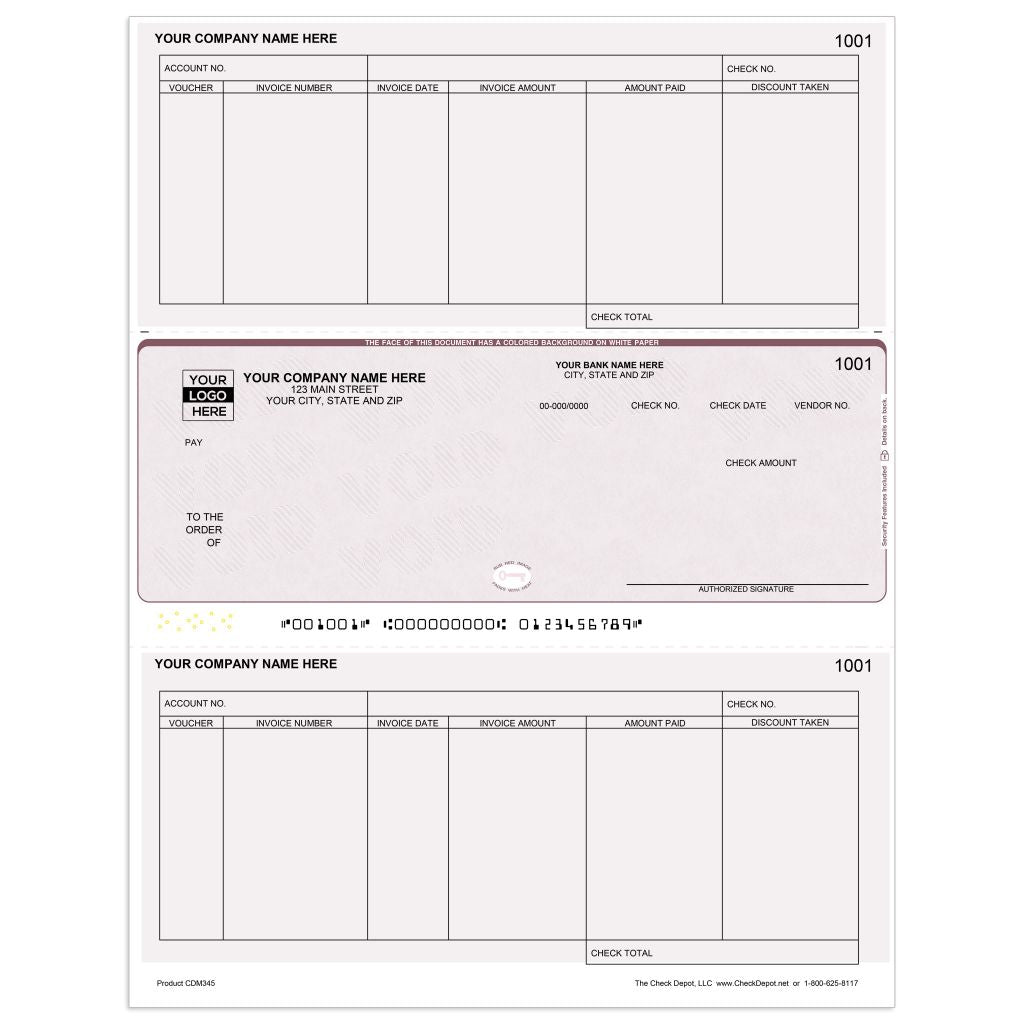 Laser Middle Accounts Payable Computer Checks - CDM345 - Check Depot