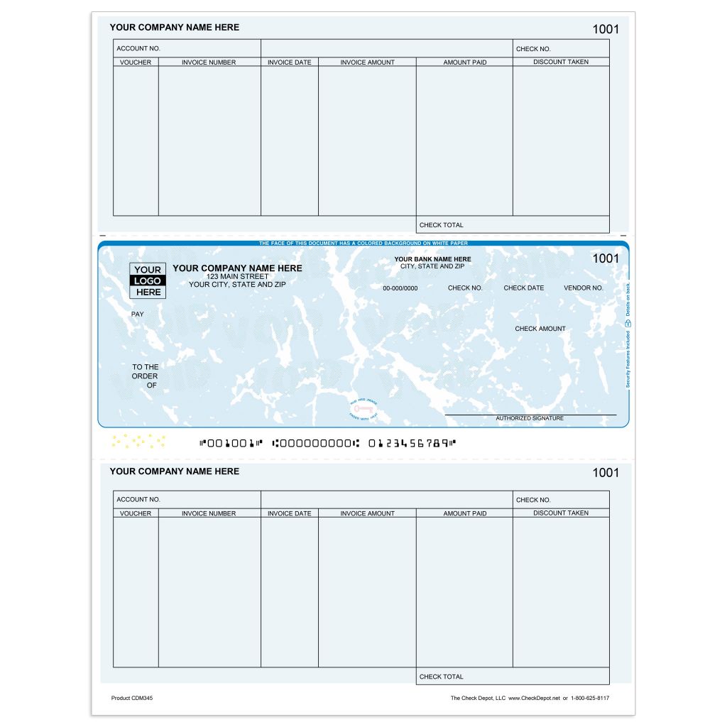 Laser Middle Accounts Payable Computer Checks - CDM345 - Check Depot