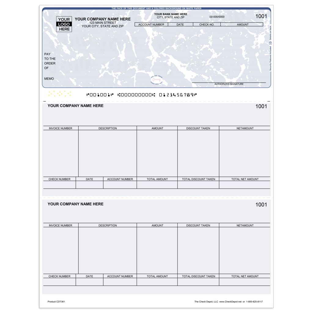 Laser Top Accounts Payable Computer Checks - CDT361 - Check Depot