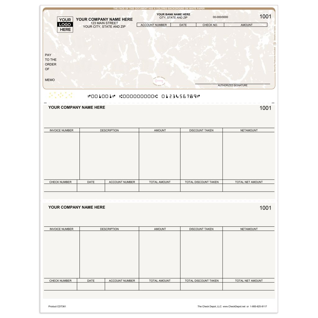 Laser Top Accounts Payable Computer Checks - CDT361 - Check Depot