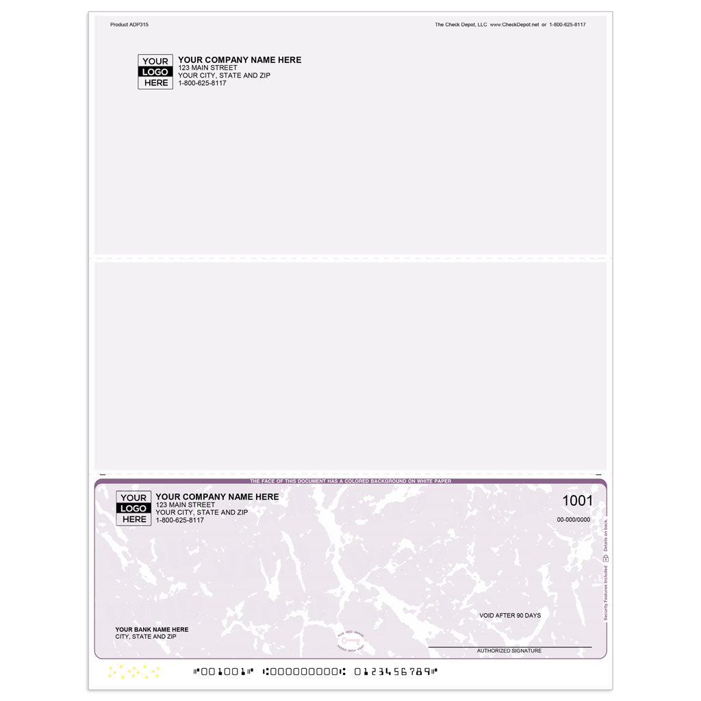 ADP Laser Multi-Purpose Check, Bottom - ADP315 - Check Depot