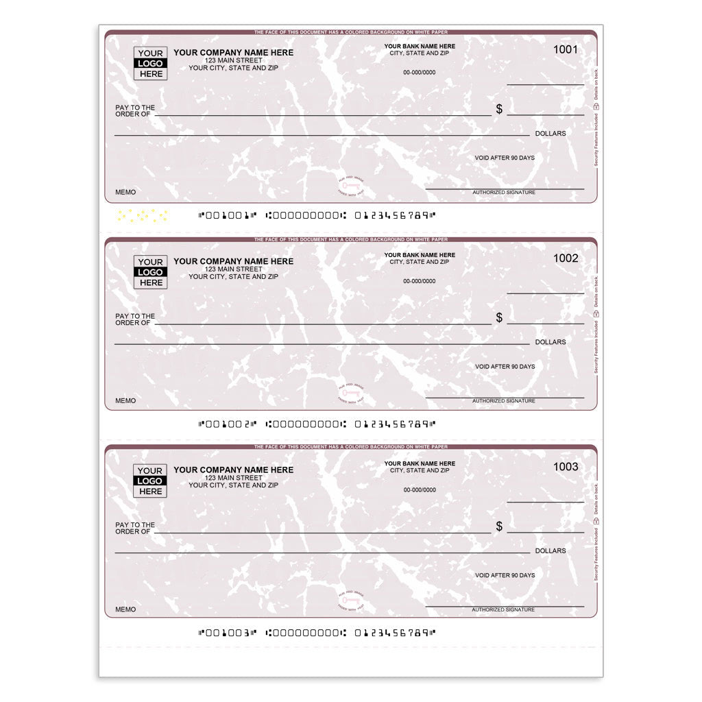 3 Per-Page Quicken Checks with Lines - Check Depot