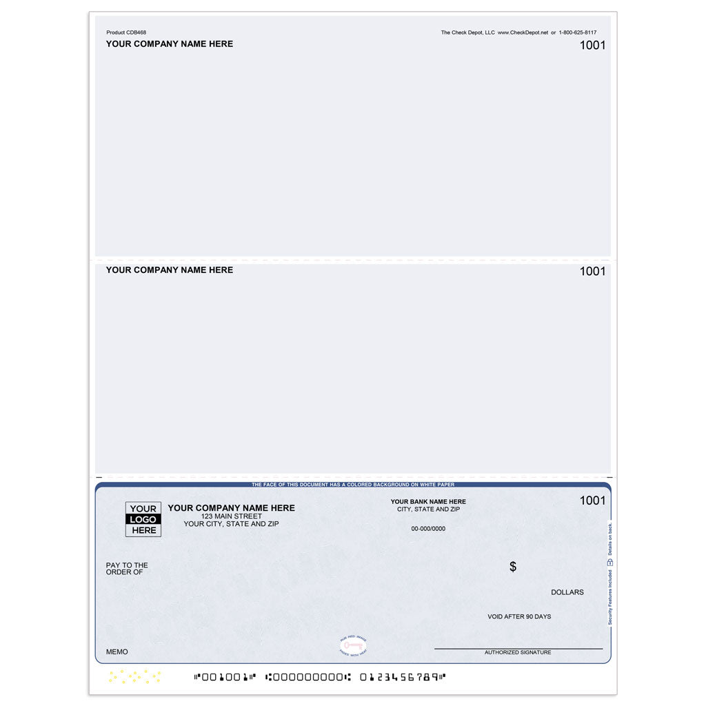 Reorder Computer Business Checks, Bottom Format - Check Depot