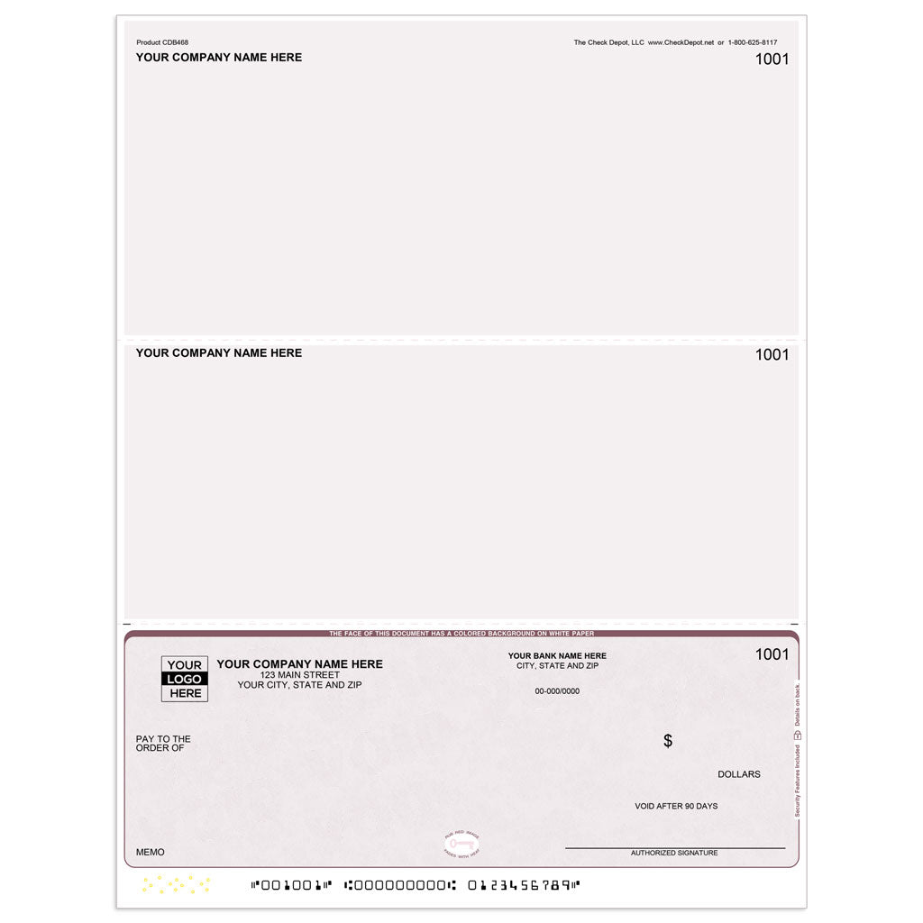 Reorder Computer Business Checks, Bottom Format - Check Depot