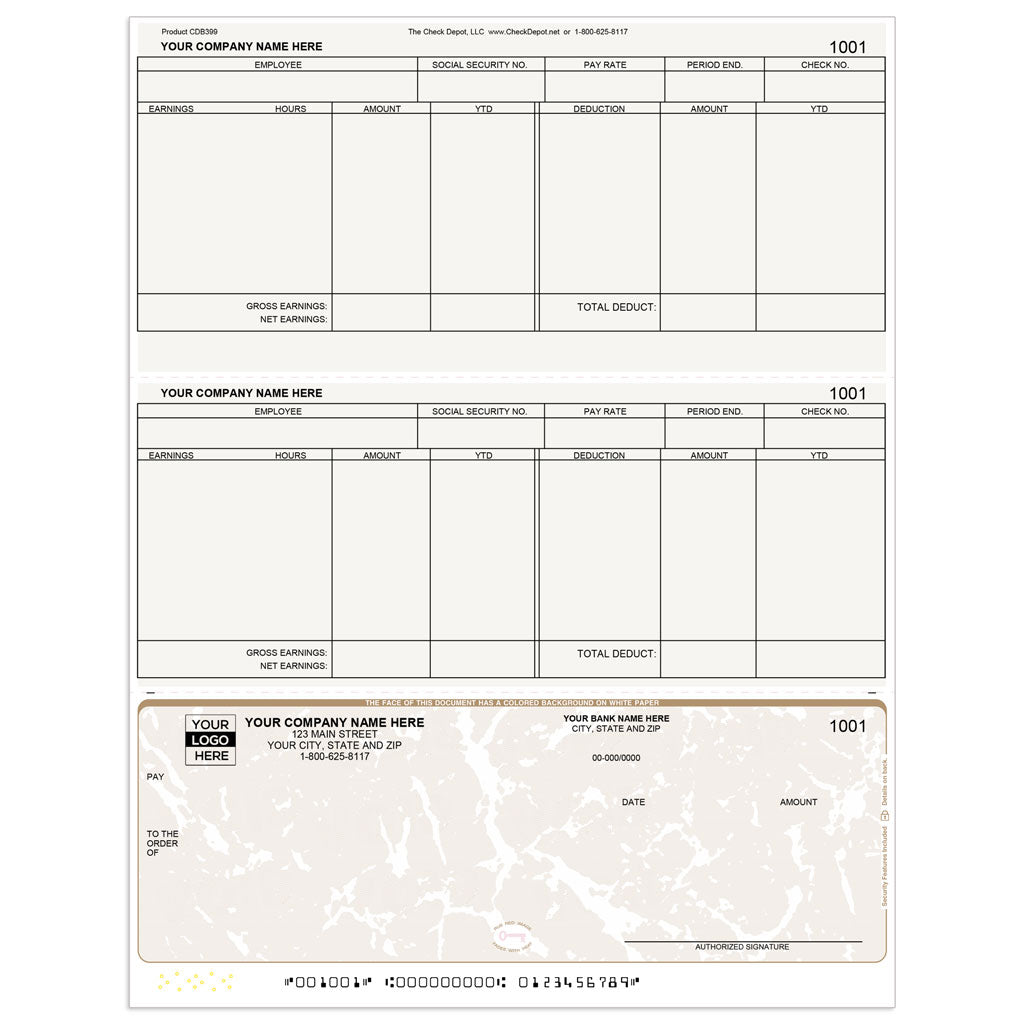 Sage 100 (MAS 90/200) Payroll Check, Bottom - Check Depot