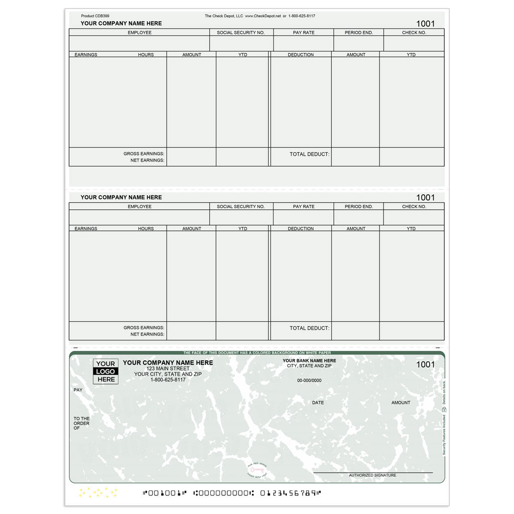 Sage 100 (MAS 90/200) Payroll Check, Bottom - Check Depot