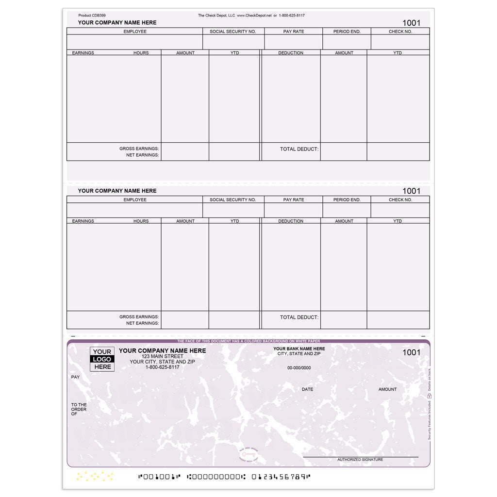 Sage 100 (MAS 90/200) Payroll Check, Bottom - Check Depot