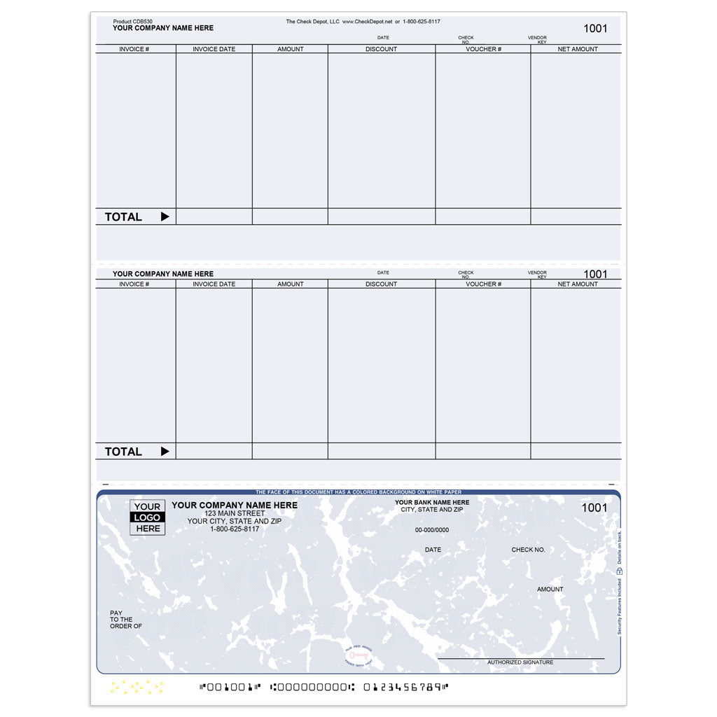 Sage PFW ERP Accounts Payable Checks, Dual Stub Bottom - Check Depot