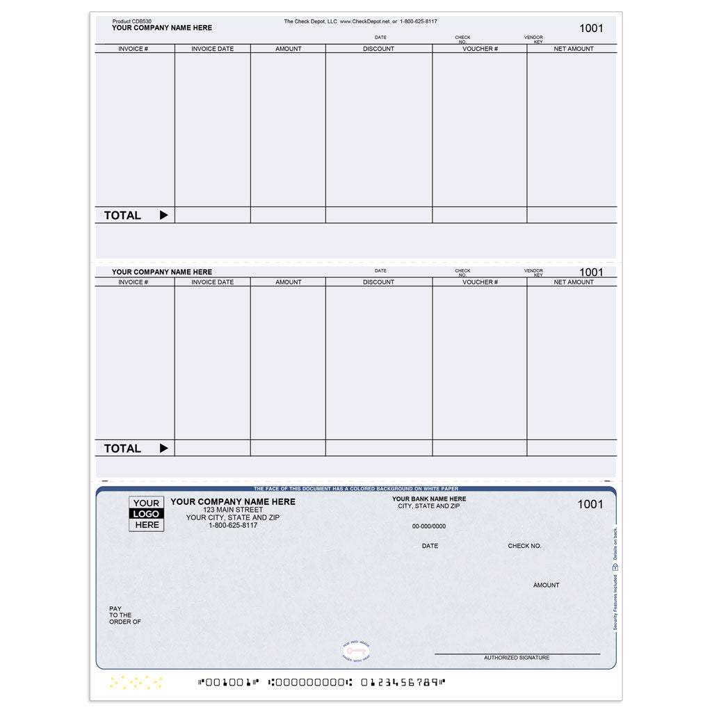 Sage PFW ERP Accounts Payable Checks, Dual Stub Bottom - Check Depot