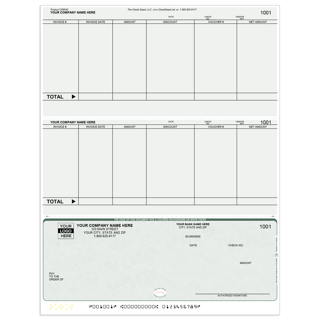 Sage PFW ERP Accounts Payable Checks, Dual Stub Bottom - Check Depot