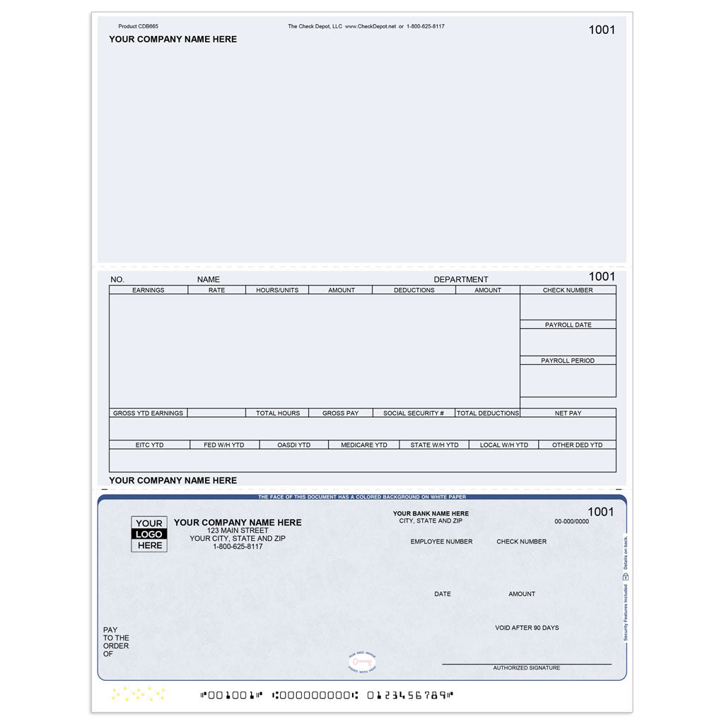 Sage DacEasy Payroll Checks, Bottom Format - Check Depot