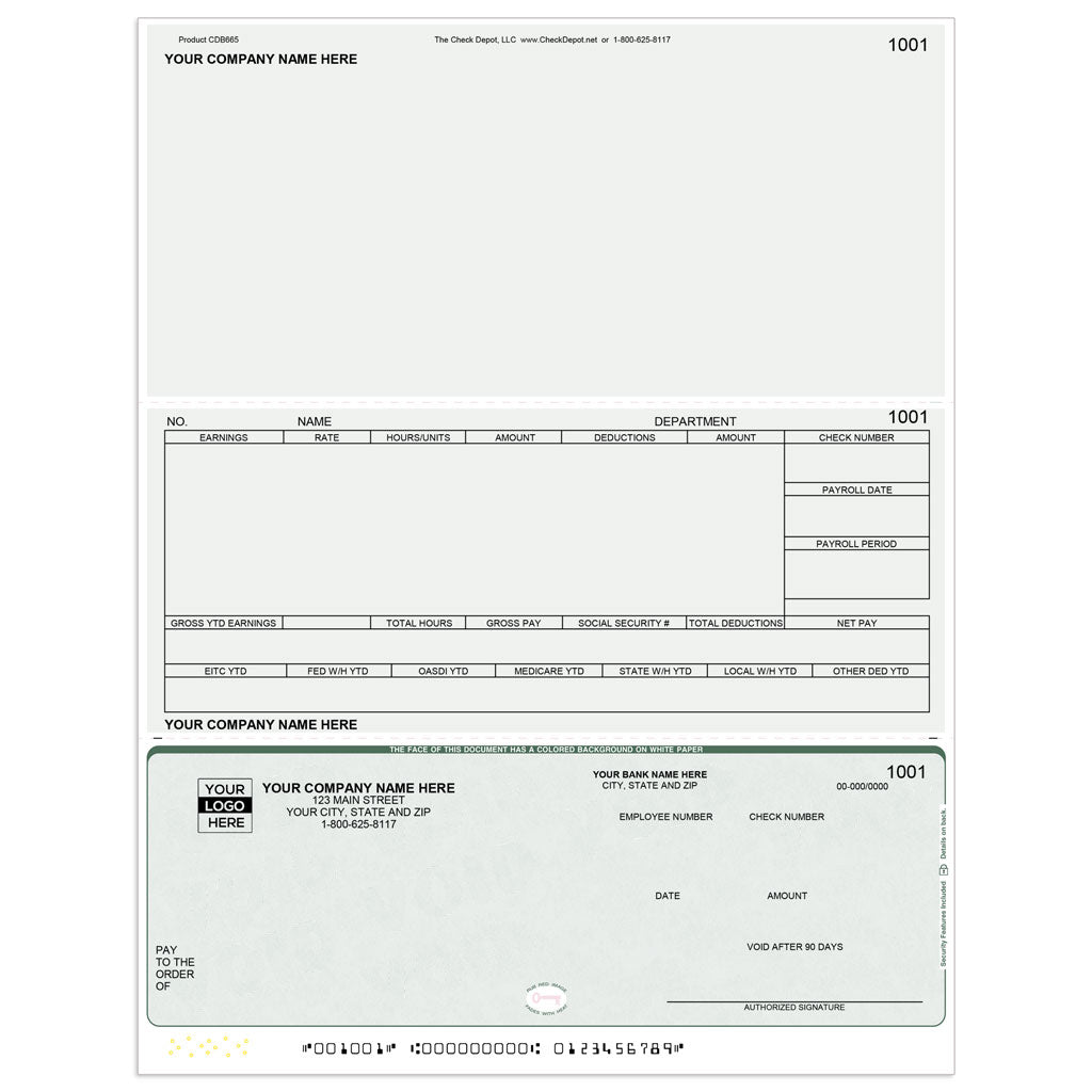 Sage DacEasy Payroll Checks, Bottom Format - Check Depot