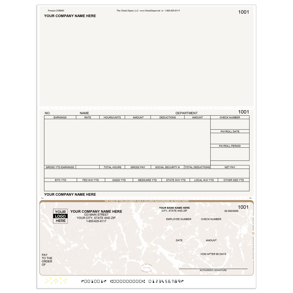 Sage DacEasy Payroll Checks, Bottom Format - Check Depot