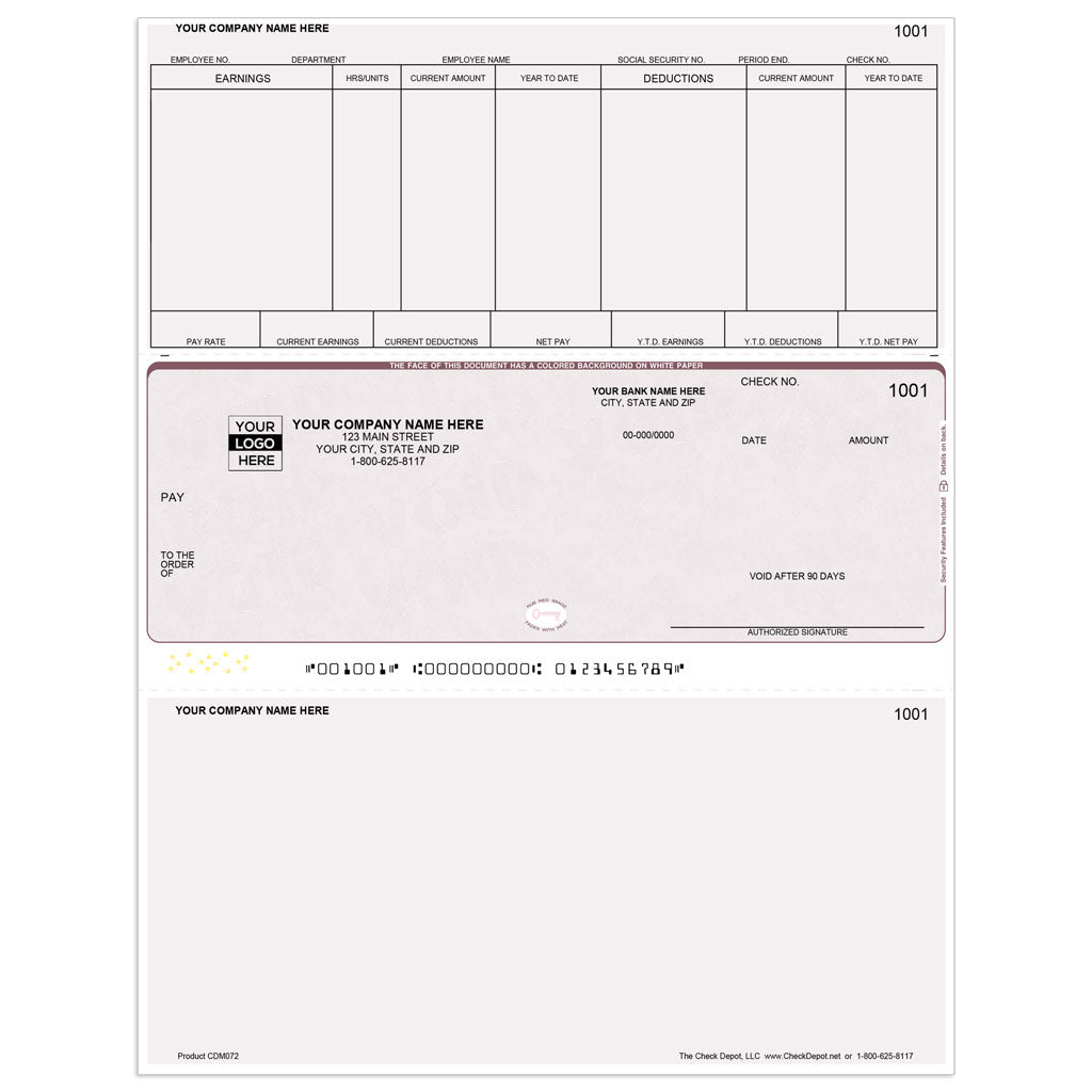 Sage Abra Suite Payroll Checks, Middle Format - Check Depot