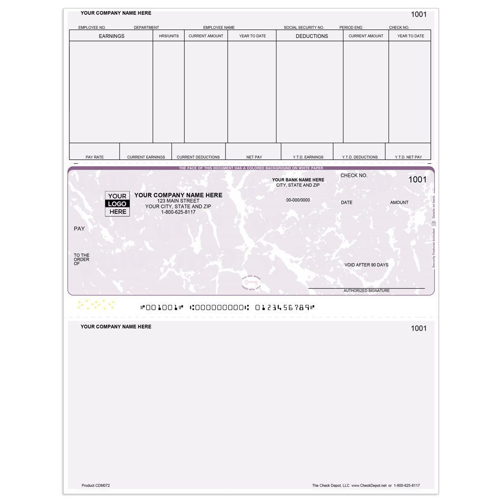 Sage Abra Suite Payroll Checks, Middle Format - Check Depot