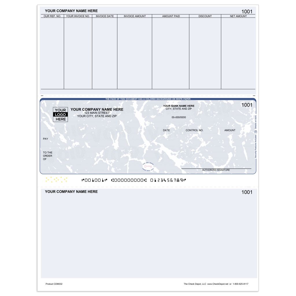 Microsoft Dynamics GP Blank Stub AP Checks, Middle Format - Check Depot