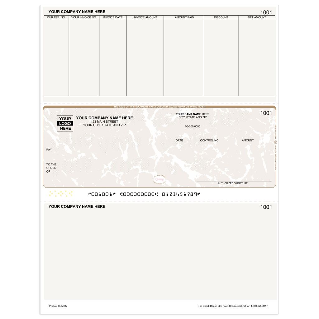 Microsoft Dynamics GP Blank Stub AP Checks, Middle Format - Check Depot