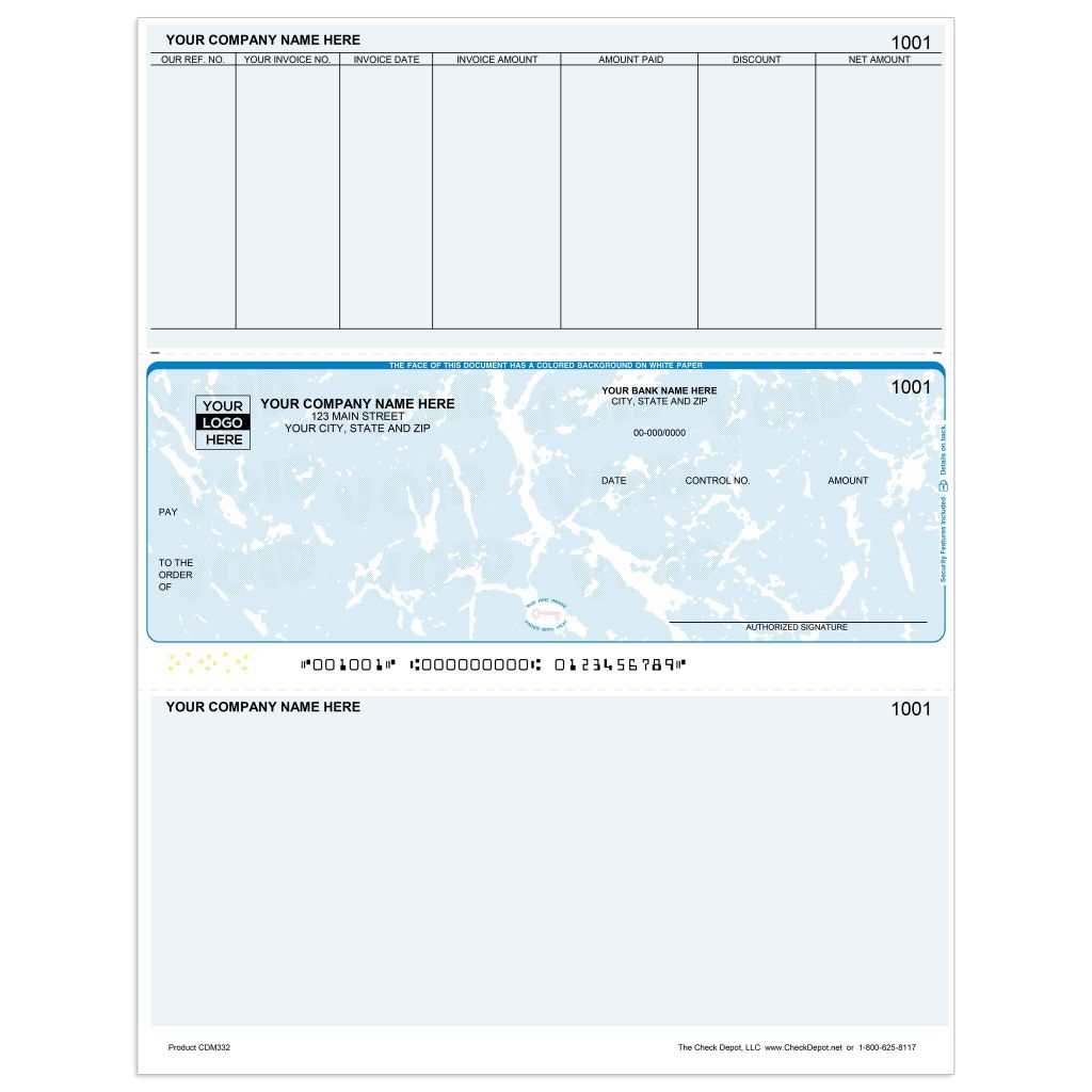 Microsoft Dynamics GP Blank Stub AP Checks, Middle Format - Check Depot