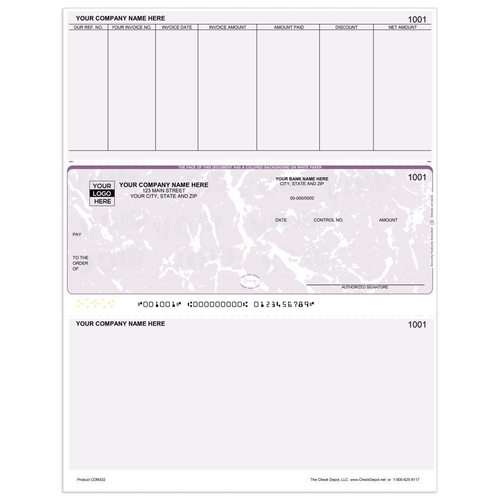 Microsoft Dynamics GP Blank Stub AP Checks, Middle Format - Check Depot