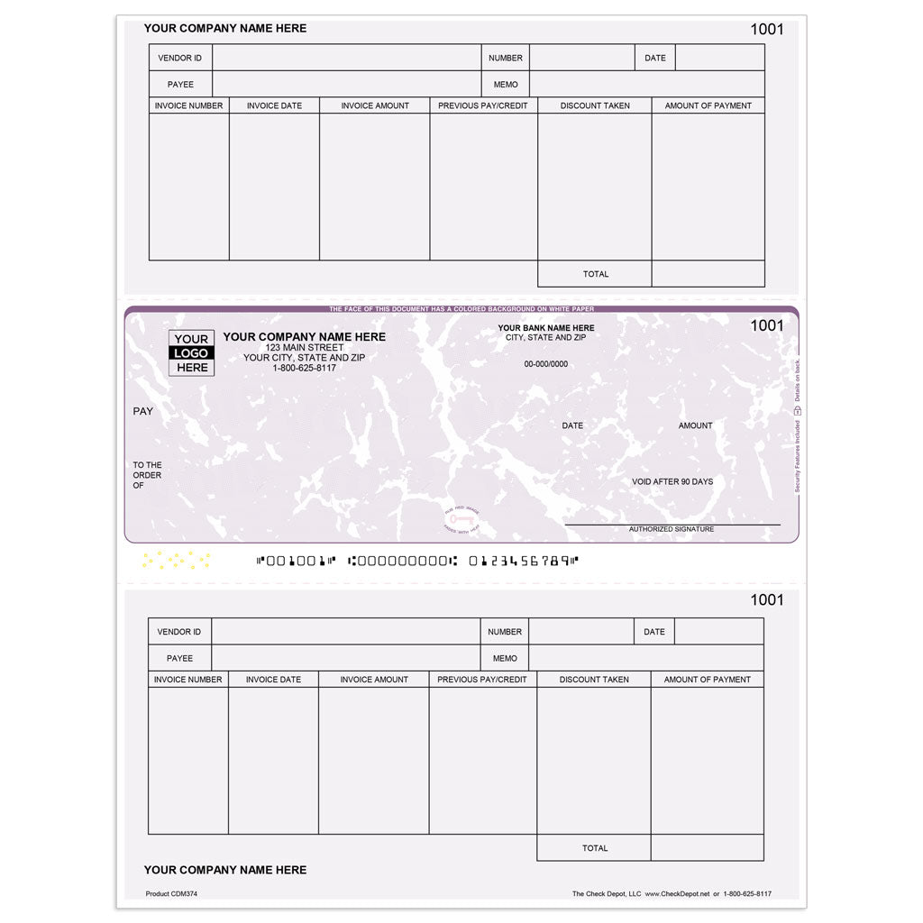 Sage One-Write Plus Universal A/P Checks, Middle Format - Check Depot