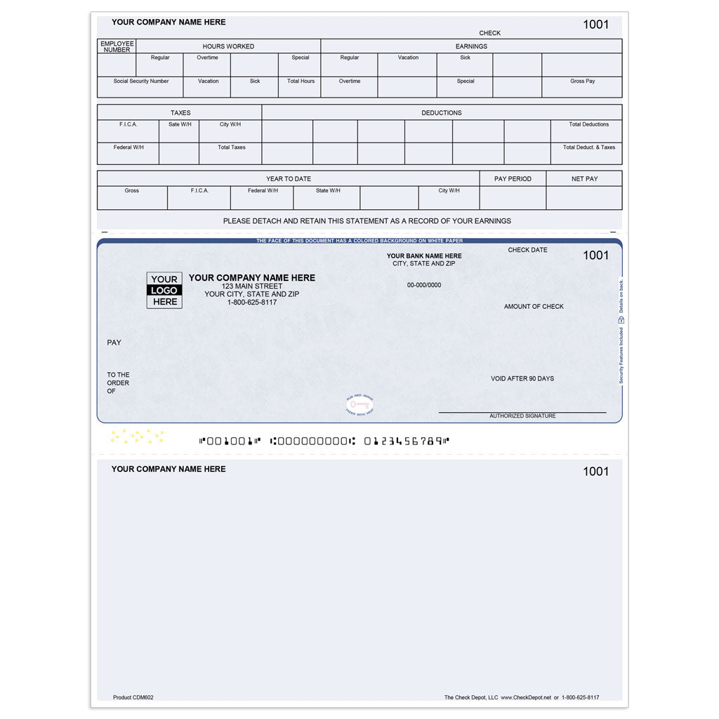 Sage 50 Legacy Payroll Checks, Middle Format - Check Depot