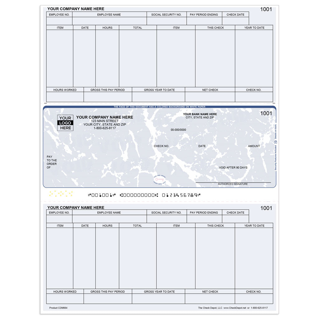 Sage 50 (Peachtree) Windows Payroll Checks, Middle Format - Check Depot