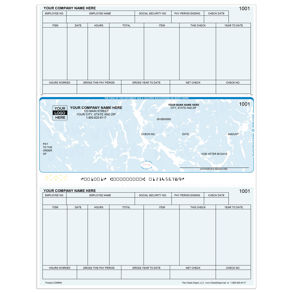 Sage 50 (Peachtree) Windows Payroll Checks, Middle Format - Check Depot