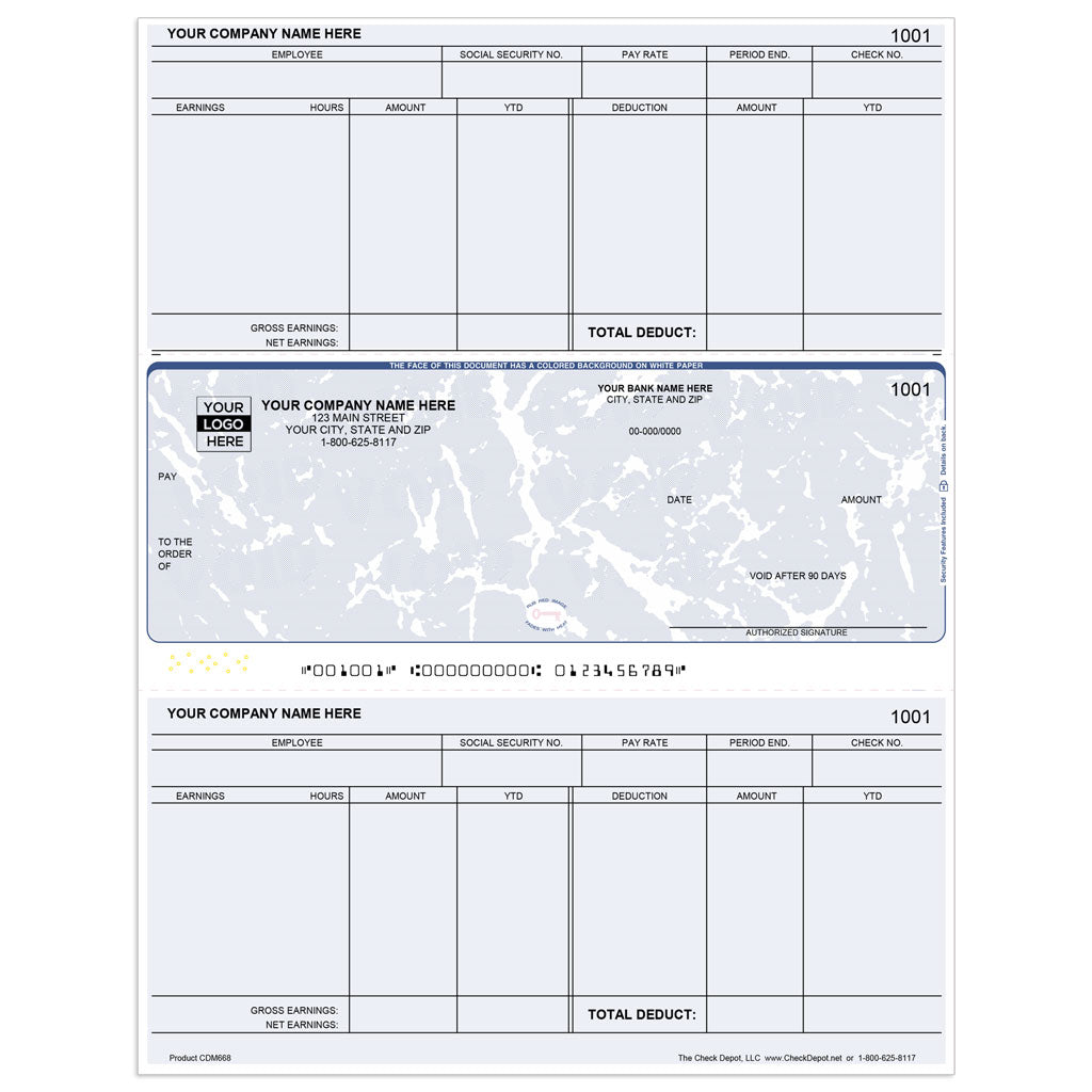 Sage 100 (MAS 90/200) Payroll Checks, Middle Format - Check Depot