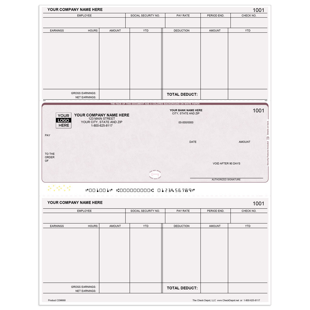 Sage 100 (MAS 90/200) Payroll Checks, Middle Format - Check Depot